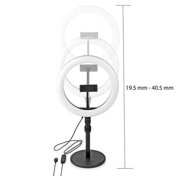 Höhenverstellbares Ringlicht mit Stativ, 26cm – 10 Stufen, 2700-6700K, Perfekt für Fotos, Videos, Make-Up, ABS/Alu