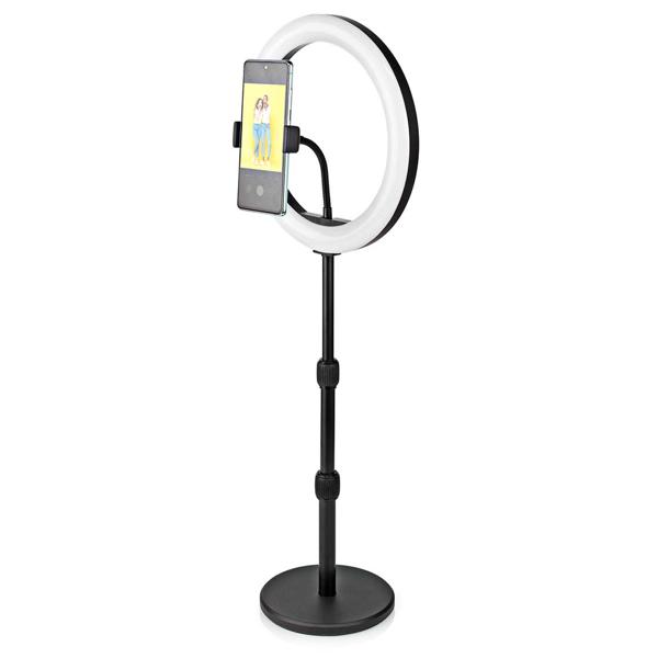 Höhenverstellbares Ringlicht mit Stativ, 26cm – 10 Stufen, 2700-6700K, Perfekt für Fotos, Videos, Make-Up, ABS/Alu