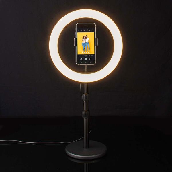 Höhenverstellbares Ringlicht mit Stativ, 26cm – 10 Stufen, 2700-6700K, Perfekt für Fotos, Videos, Make-Up, ABS/Alu