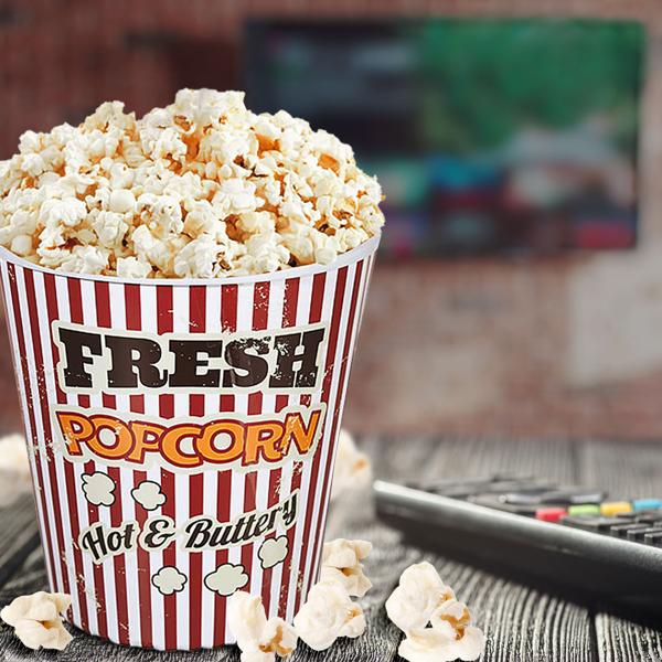 3er-Set Vintage Kino-Popcorn Becher (18 cm): Spülmaschinenfest & robust. Retro Popcorn-Eimer für authentisches Kino-Feeling zu Hause
