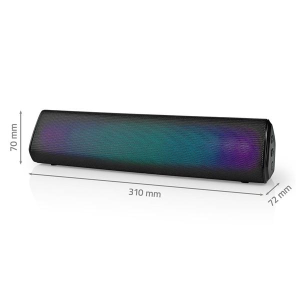 Bluetooth Soundbar Lautsprecher - 18W Spitzenleistung RGB-Beleuchtung für Party Gaming - 6h Akku TWS Mikrofon AUX - Schwarz