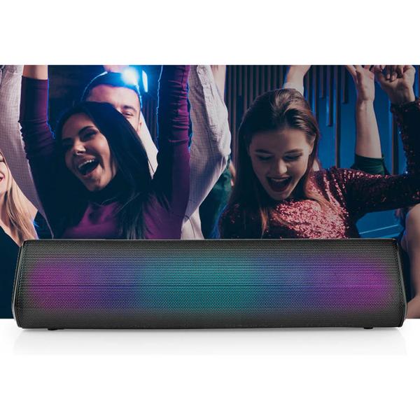 Bluetooth Soundbar Lautsprecher - 18W Spitzenleistung RGB-Beleuchtung für Party Gaming - 6h Akku TWS Mikrofon AUX - Schwarz