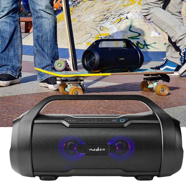 Tragbarer 120W Bluetooth Lautsprecher mit Sprachsteuerung, IPX5, USB/AUX, microSD, TWS. Wasserdichter Partylautsprecher, kraftvoller Sound, robust