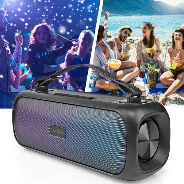 45W Bluetooth Partylautsprecher mit Sprachsteuerung & IPX5 wetterfest, schwarz – Kraftvoller Sound für jede Party & Outdoor-Einsatz