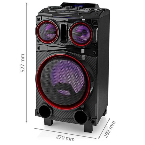 Bluetooth Lautsprecher 120W, Party-Box mit Subwoofer, LED-Licht & Trolley-System – Mobiler, kabelloser Lautsprecher für Partys