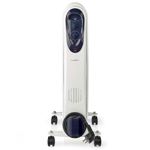 Mobiler 9-Rippen Ölradiator, (23,9x62,5x36,8 cm), 800-2000W: Heizkörper mit Rollen, weiss, für flexible Wärme, leistungsstark und praktisch