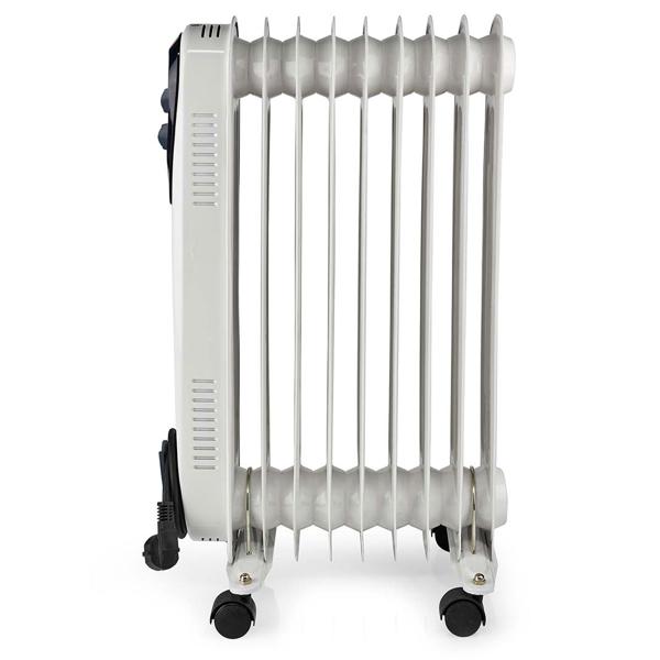 Mobiler 9-Rippen Ölradiator, (23,9x62,5x36,8 cm), 800-2000W: Heizkörper mit Rollen, weiss, für flexible Wärme, leistungsstark und praktisch