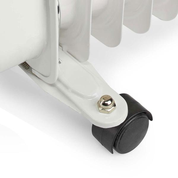 Mobiler 9-Rippen Ölradiator, (23,9x62,5x36,8 cm), 800-2000W: Heizkörper mit Rollen, weiss, für flexible Wärme, leistungsstark und praktisch