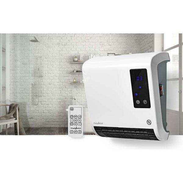 Leistungsstarker Wandheizlüfter in Weiss mit 2000 Watt & Fernbedienung – ideal für Badezimmer bis 20 m², schnelle Wärme, leise & platzsparend