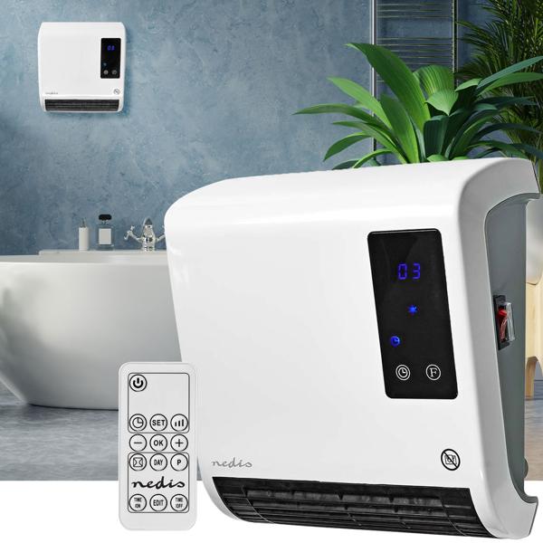 Leistungsstarker Wandheizlüfter in Weiss mit 2000 Watt & Fernbedienung – ideal für Badezimmer bis 20 m², schnelle Wärme, leise & platzsparend