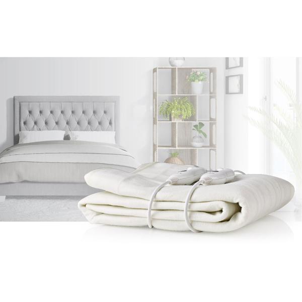 Hochwertiges Wärmeunterbett für 2 (160x140cm): Elektrische Heizdecke mit 2 Fernbedienungen. Beheizbare Unterdecke in Creme für wohlige Wärme