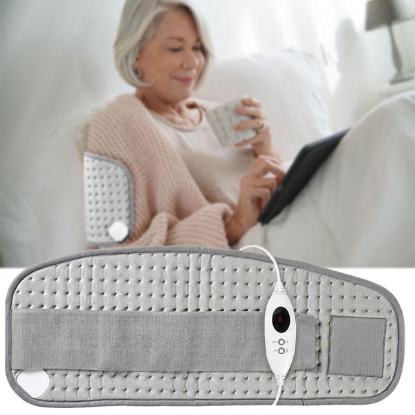 Elektrisches Heizkissen für Bauch & Rücken - Wärmekissen mit 6 Stufen, Klettverschluss & Abschaltautomatik - 69x28cm, 100W, waschbar