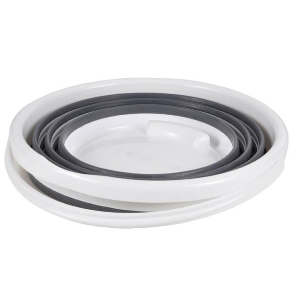 Falteimer 10L - Platzsparend faltbarer Eimer grau/weiss für Haushalt Camping Outdoor - Robuster Kunststoff/Silikon Material mit Tragegriff - Ø 32x24 cm