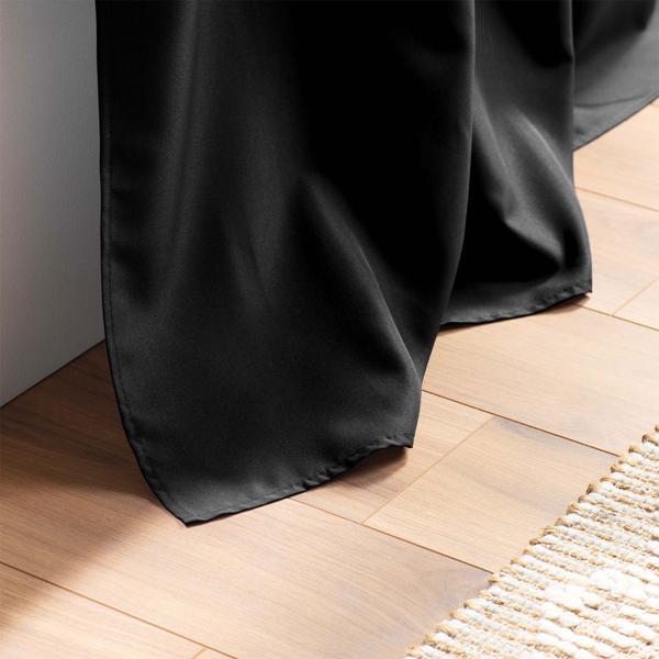 Vorhang mit Metallösen, 140x260 cm, Schwarz - Effektive Verdunkelung & Lärmminderung - Polyester, maschinenwaschbar bei 30°C - Ideal für hohe Altbauwände