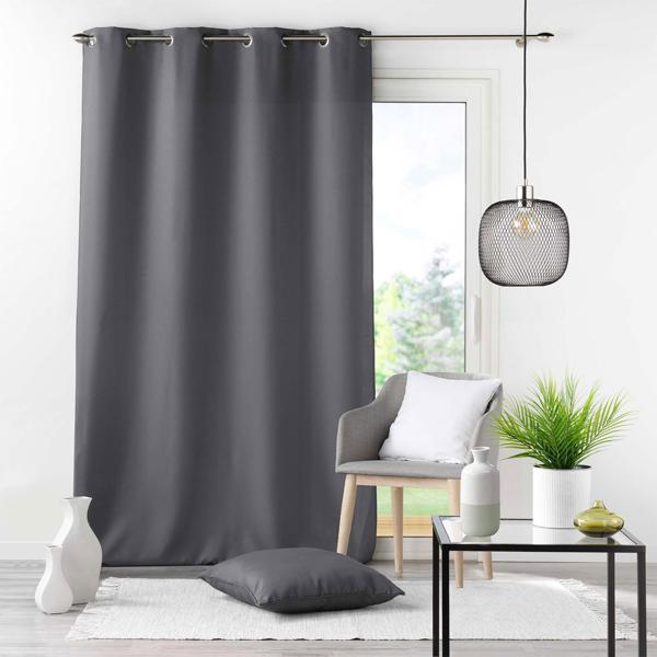 Verdunkelungsvorhang 140x260cm Anthrazit - Effektiver Sicht- & Lärmschutz für Wohn- & Schlafzimmer - Metall-Ösen, 100% Polyester - Waschbar 30°C