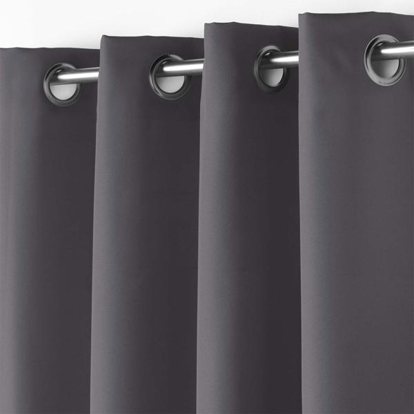 Verdunkelungsvorhang 140x260cm Anthrazit - Effektiver Sicht- & Lärmschutz für Wohn- & Schlafzimmer - Metall-Ösen, 100% Polyester - Waschbar 30°C