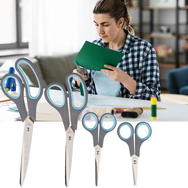 Mehrzweck-Scheren Set Edelstahl 4tlg. - Ergonomische Griffe für Rechts- & Linkshänder - Haushaltsschere (25/21cm), Stoff- (14cm), Bastelschere (12cm)