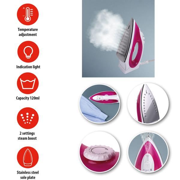 Dampfbügeleisen, Sprühfunktion und 2 Dampffunktionen, 2000 Watt