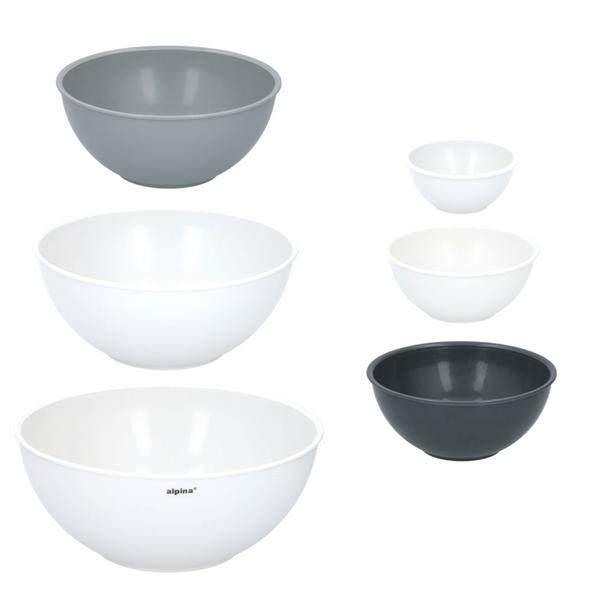 6er-Set Rührschüsseln stapelbar - Kunststoff-Schüsseln 0.25-5.25 L - Mikrowellen- & Spülmaschinengeeignet für Backen & Kochen