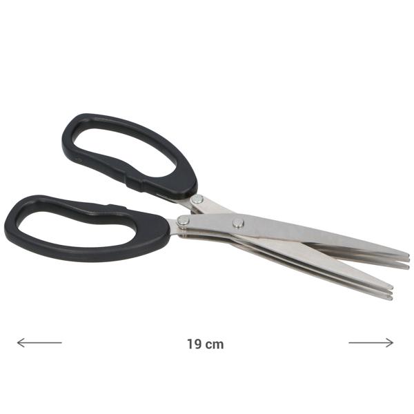 Kräuterschere 19 cm - sicheres & effizientes Zerkleinern von Würzkräutern mit gekoppelten Edelstahlklingen - 90g, grüne Kunststoffgriffe