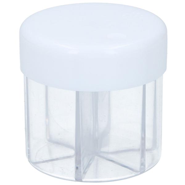 Gewürzspender 6 Kammern transparent - 6-in-1 Gewürzstreuer für Salz, Pfeffer, Kräuter - Ø 6,5 cm - Ideal für Küche, Camping & unterwegs