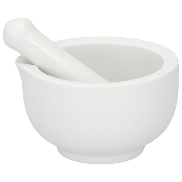 Mörser & Stössel aus hochwertiger Keramik - Müheloses Zermahlen von Gewürzen & Kräutern - Ø 8 cm, matt weiss - Perfekt für frische Pasten & intensive Aromen