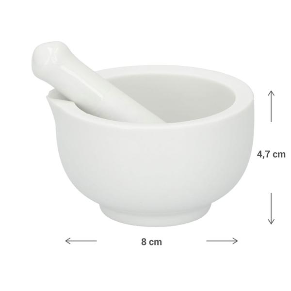 Mörser & Stössel aus hochwertiger Keramik - Müheloses Zermahlen von Gewürzen & Kräutern - Ø 8 cm, matt weiss - Perfekt für frische Pasten & intensive Aromen