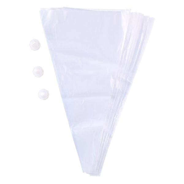 Spritzbeutel 20er-Set - inkl. 3 Spritztüllen für Torten Kuchen & Cupcakes - Einwegbeutel robust transparent hygienisch - für Backkreationen