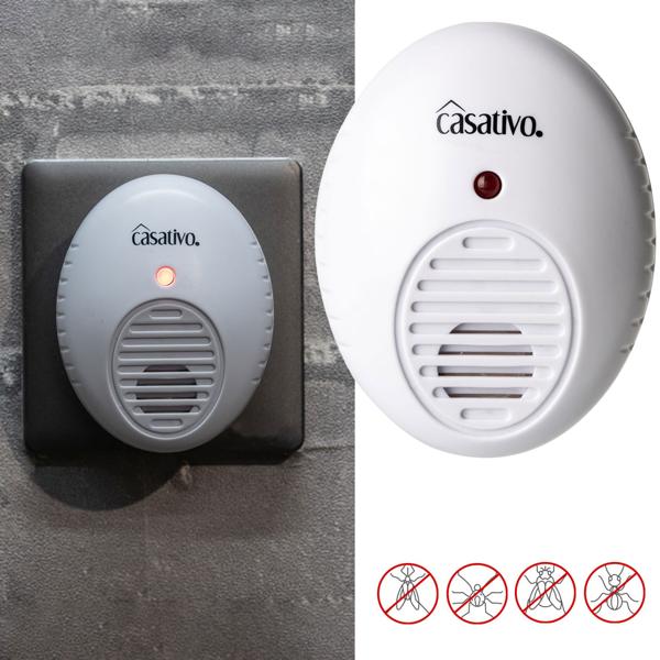 Hocheffektiver Ultraschall-Insektenvertreiber für die Steckdose, weiss, Raumgrösse bis 47 m², Mücken- und Moskitoabwehr für Haus und Wohnung