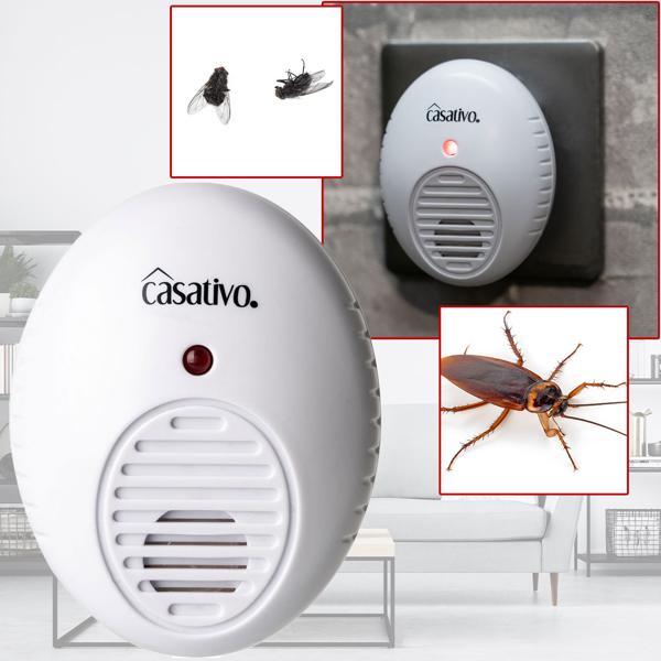 Hocheffektiver Ultraschall-Insektenvertreiber für die Steckdose, weiss, Raumgrösse bis 47 m², Mücken- und Moskitoabwehr für Haus und Wohnung