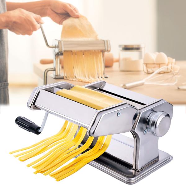 Hochwertige Nudelmaschine aus Edelstahl inkl. Tischhalterung – ideal für frische Pasta & Lasagne, robust, leicht zu bedienen, rutschfest