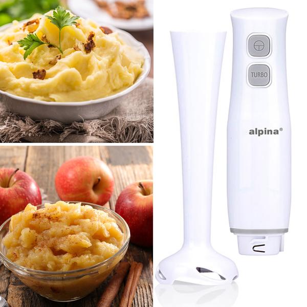 Pürierstab - Stabmixer 400W Leistung - Zwei Geschwindigkeitsstufen - Ideal für Shakes, Suppen, Saucen, Apfelmus - Kompaktes Design - Weiss