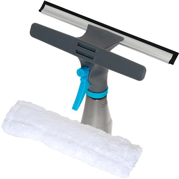 Fensterreiniger mit Sprühfunktion & Mikrofaserbezug - Für streifenfreien Glanz auf Glas, Fliesen & Spiegel - 240ml Tank - 25x26x8 cm