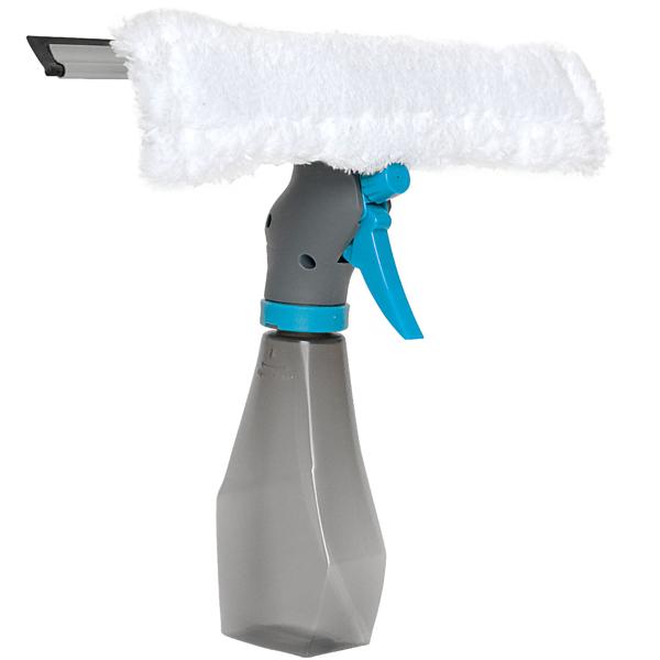Fensterreiniger mit Sprühfunktion & Mikrofaserbezug - Für streifenfreien Glanz auf Glas, Fliesen & Spiegel - 240ml Tank - 25x26x8 cm