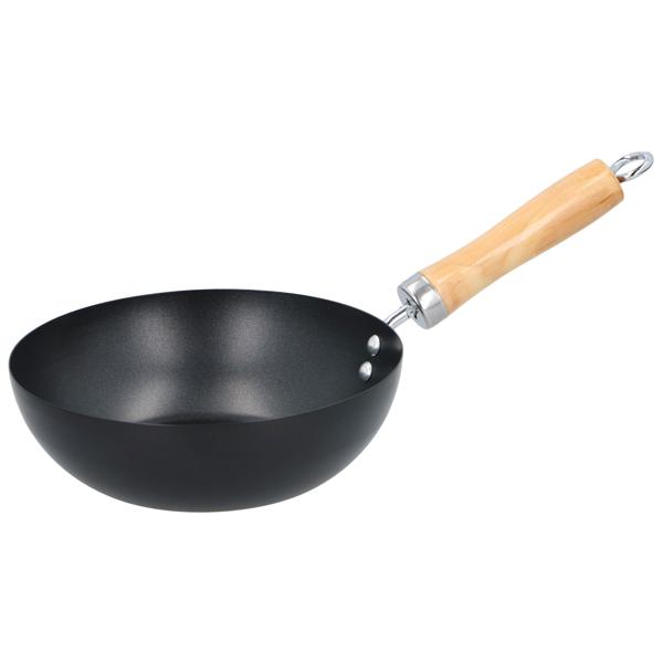 Wok-Pfanne mit Holzgriff Ø 20,5 cm - PFOA-frei für gesundes Kochen - Antihaftbeschichtung, geeignet für Gas, Elektro & Keramik, nicht für Induktion