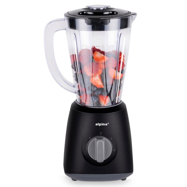 Leistungsstarker Standmixer mit Edelstahlklingen, schwarz, 1,5 l Fassungsvermögen, 2 Geschwindigkeiten, 400 W, ideal für Smoothies, Shakes & mehr