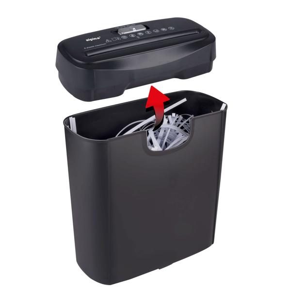 Robuster Aktenvernichter – schwarz, mit Streifenschnitt für A4-Papier & Kreditkarten, sicher & zuverlässig für Büro & Zuhause, kompakt & effizient