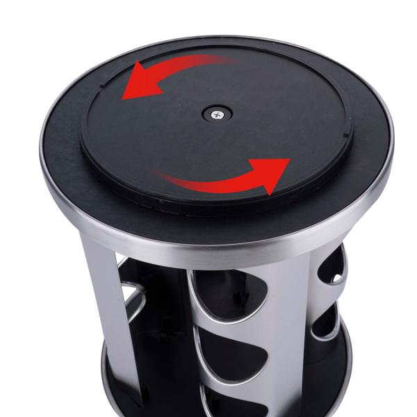 Modernes Edelstahl-Gewürz Drehregal mit 12 transparenten Gewürzgläsern – zeitloses Gewürzkarussell - ein Blickfang für jede Küche