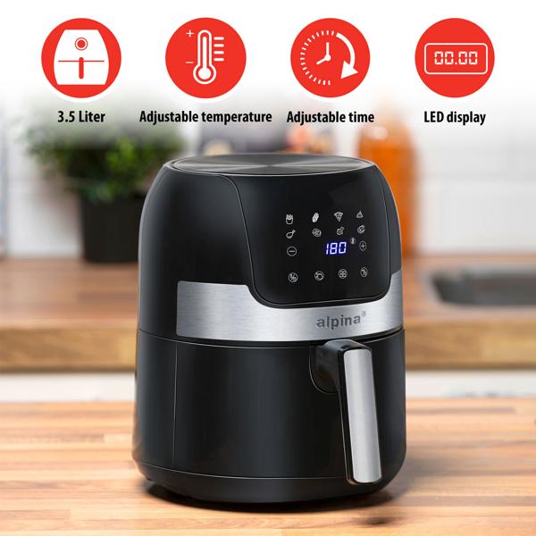 Heissluftfritteuse mit digitalem Touchscreen – 3,5L Air Fryer, 1400W, fettarmes Frittieren, Cool-Touch-Gehäuse, knusprige Pommes & gesunde Gerichte