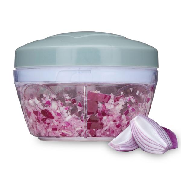 Multi-Zerkleinerer mit Seilzug - Manueller Zwiebel- & Gemüseschneider, Universalzerkleinerer, schnell, einfach und leicht zu reinigen