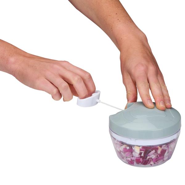 Multi-Zerkleinerer mit Seilzug - Manueller Zwiebel- & Gemüseschneider, Universalzerkleinerer, schnell, einfach und leicht zu reinigen