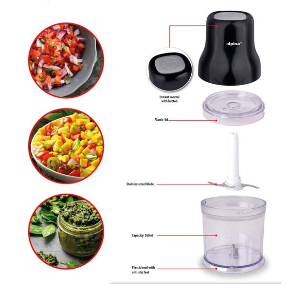 Elektrischer Multi-Zerkleinerer, 360 ml, 200W – Leistungsstark mit Edelstahlklinge, rutschfestem Design, ideal für Gemüse, Nüsse, Kräuter & mehr