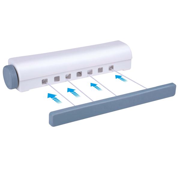 Einziehbare Wäscheleine Wandmontage - 14m Länge mit 4 Leinen - platzsparender Wäschetrockner für kleine Bäder - robust & nachspannbar inkl. Montage