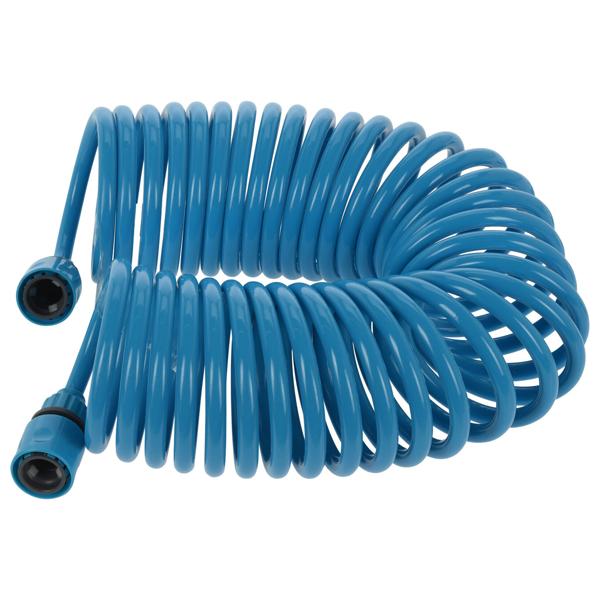 Flexibler Spiral Gartenschlauch mit Sprühaufsatz, 10m, Blau: Platzsparend, knickfest & selbstaufrollend – Ideal für Garten & Balkon!