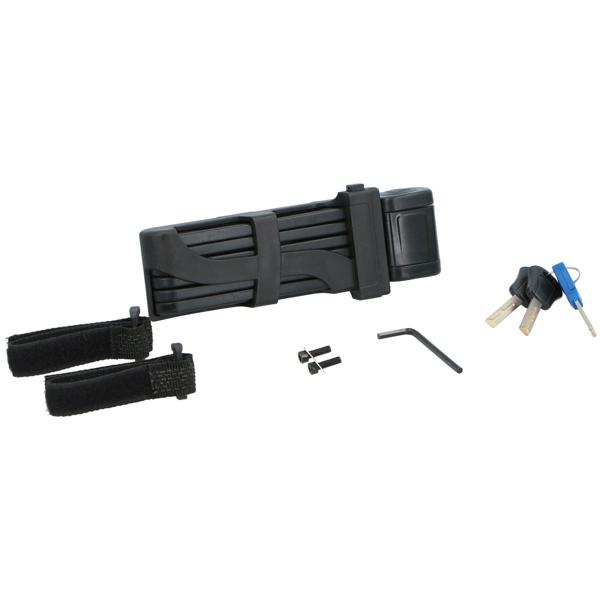 Faltschloss 850mm mit 3 Schlüsseln - sicherer Diebstahlschutz für Velo, Vespa, Motorrad - inkl. Halterung & Montage-Zubehör - kompakt faltbar