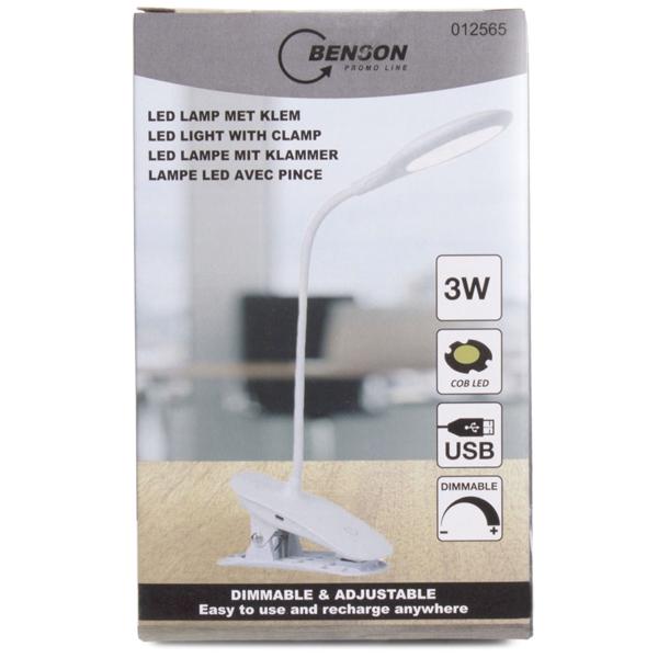 Moderne Schreibtischlampe in Weiss, 3 W, mit stabiler Klemme, energiesparend & flexibel einstellbar, ideal als Bürolampe, Leselampe oder am Arbeitsplatz