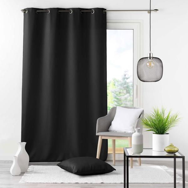 2er-Set Vorhang mit Ösen schwarz - 140x260 cm für Altbauten - Verdunkelung, Lärmschutz, UV-Schutz - Polyester, maschinenwaschbar