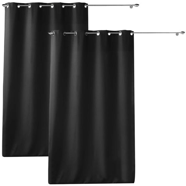 2er-Set Vorhang mit Ösen schwarz - 140x260 cm für Altbauten - Verdunkelung, Lärmschutz, UV-Schutz - Polyester, maschinenwaschbar