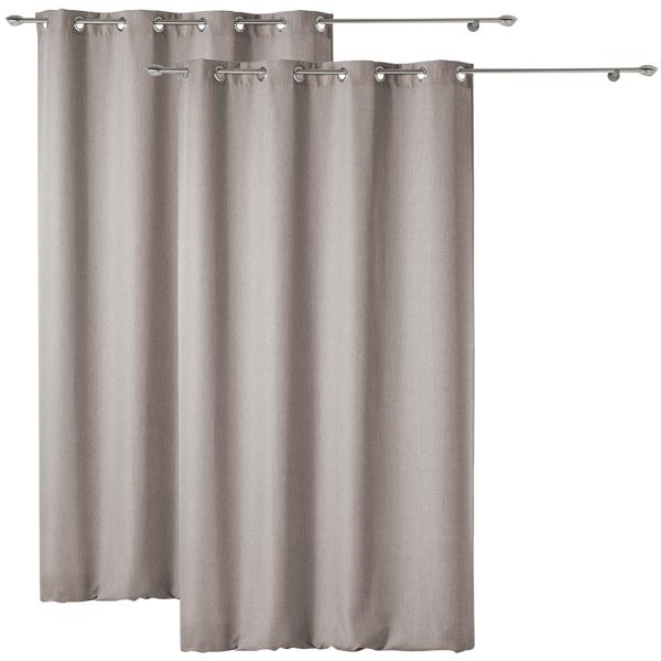 2er-Set Vorhang mit Metall-Ösen, 140x260cm - Sandfarben, blickdicht & verdunkelnd, geräuschreduzierend - 100% Polyester, maschinenwaschbar bei 30°C