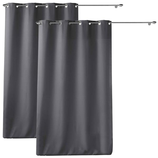 2er-Set Vorhang mit Metallösen anthrazit - Verdunkelung & Lärmschutz - Blickdicht 140x260 cm - UV-Schutz - Maschinenwaschbar 30°C